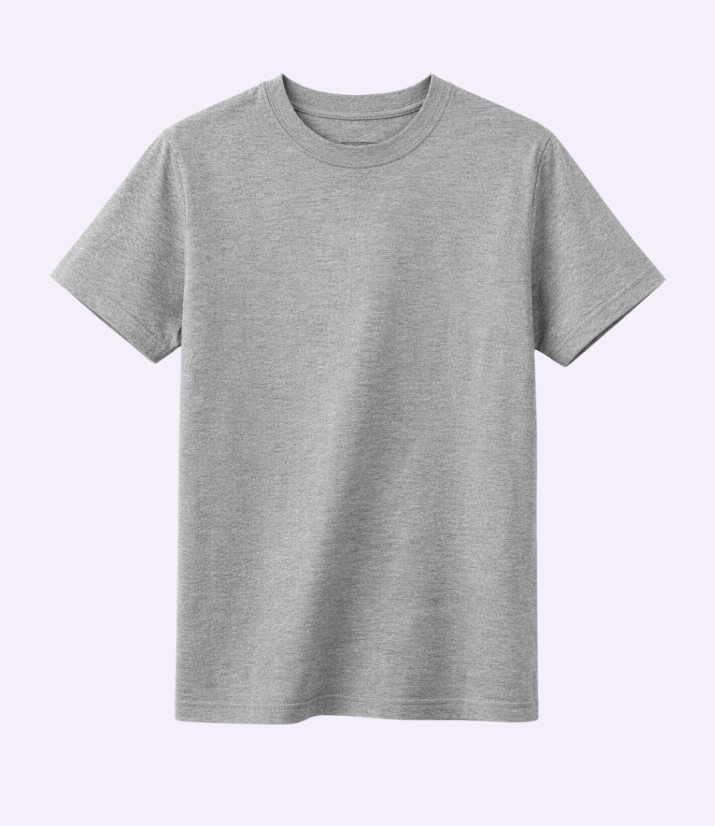 Gray t-shirt on a light purple background