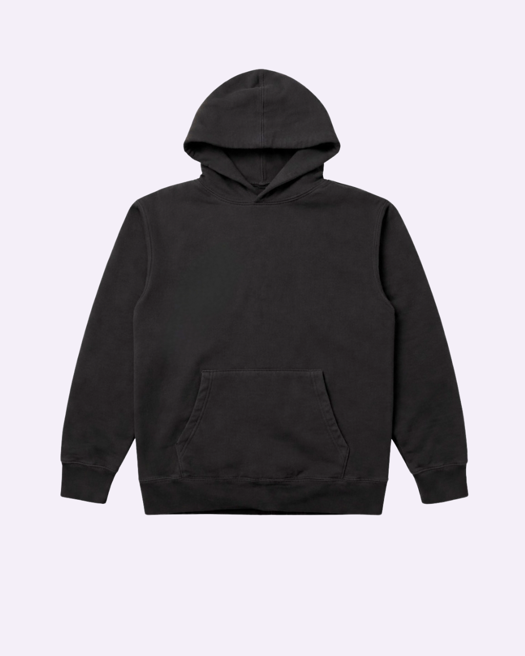 Black hoodie on a light purple background