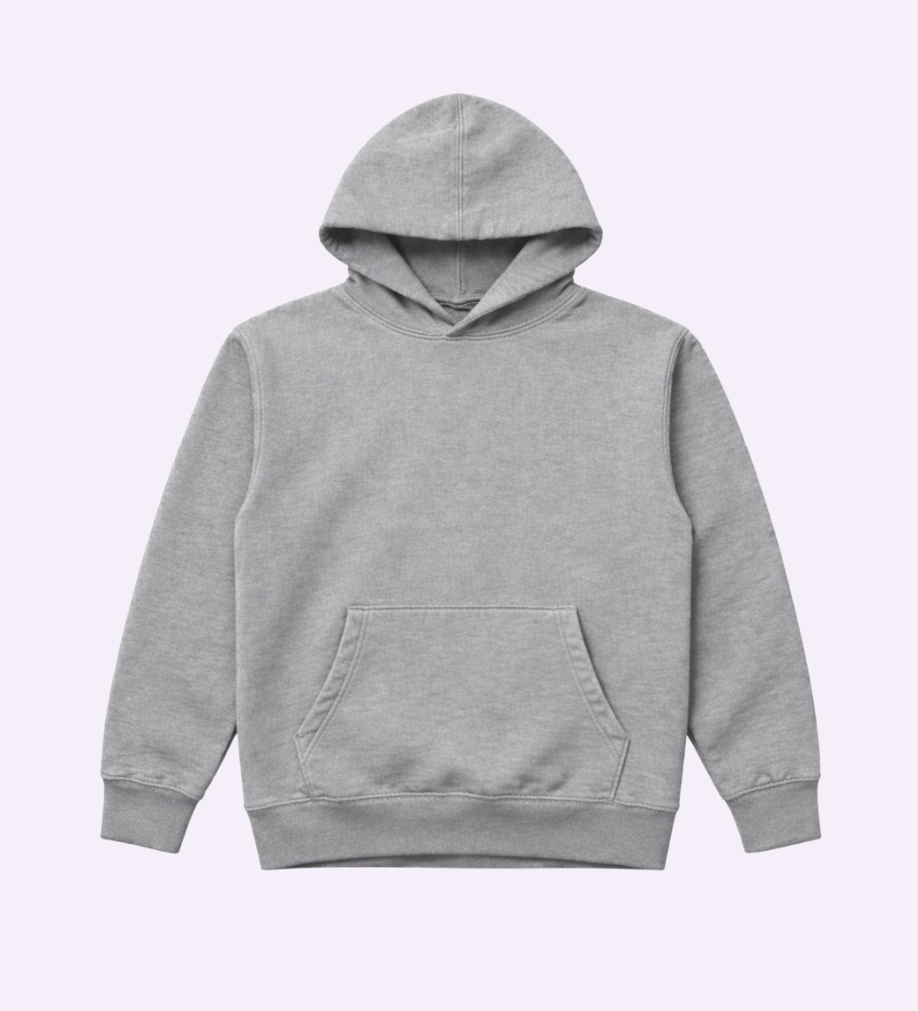 Gray hoodie on a light purple background