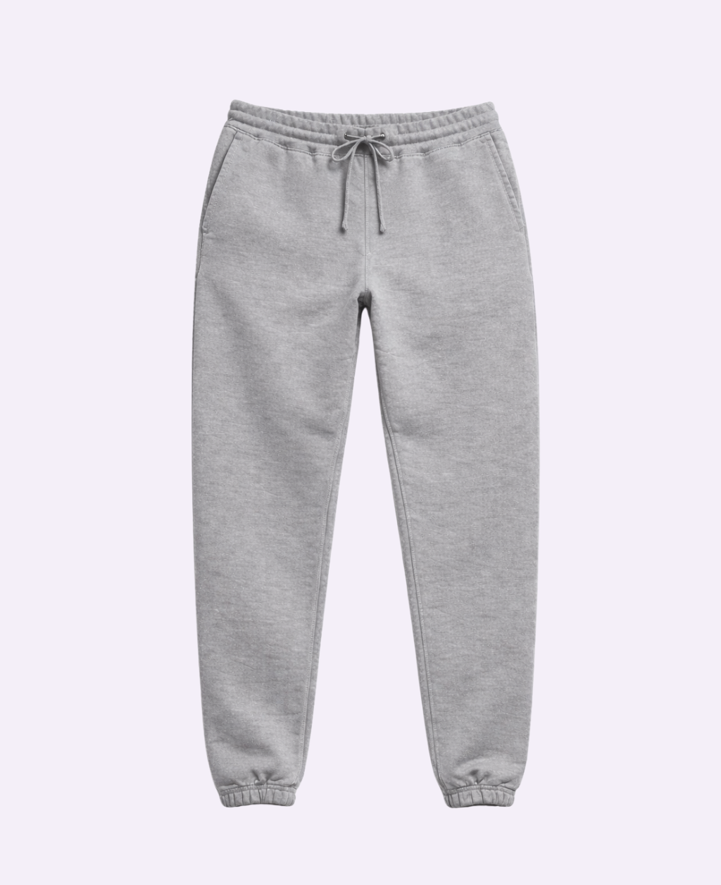 Gray sweatpants on a light purple background